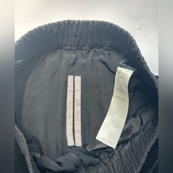 Rick Owens black velvet joggers cropped drop-crotch trousers isize 4 - Picture 7 of 10